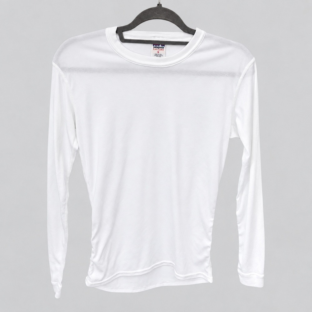 Patagonia Mens S Capilene Long Sleeve Base Layer White Gorpcore Outdoor Hiking